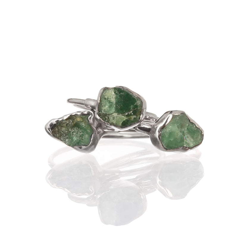 Raw Emerald Ring in Sterling Silver Gemstone Jewelry Rough