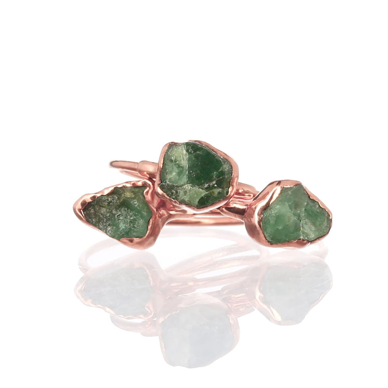 Raw Emerald Ring in Yellow Gold Gemstone Jewelry Rough