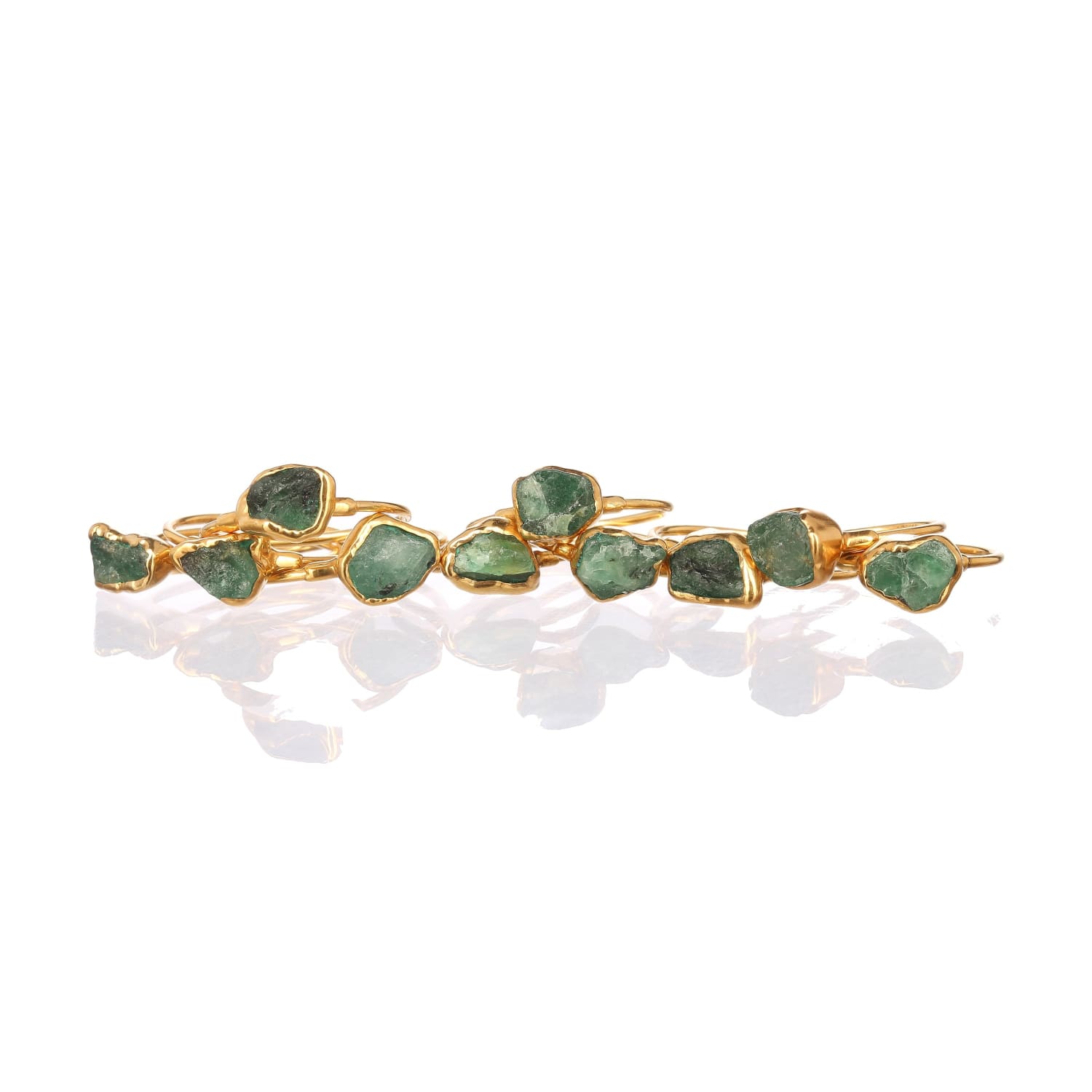 Raw Emerald Ring in Yellow Gold Gemstone Jewelry Rough