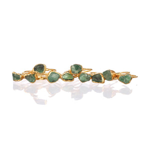 Raw Emerald Ring in Yellow Gold Gemstone Jewelry Rough