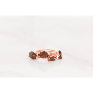 Raw Garnet Ring in Rose Gold Gemstone Jewelry Rough Crystal