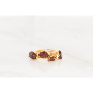 Raw Garnet Ring in Yellow Gold Gemstone Jewelry Rough