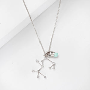 Raw Gemstone Zodiac Constellation Necklace Custom Birthstone