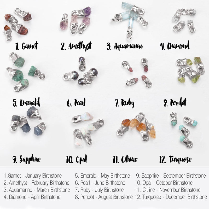 Raw Gemstone Zodiac Constellation Necklace Custom Birthstone