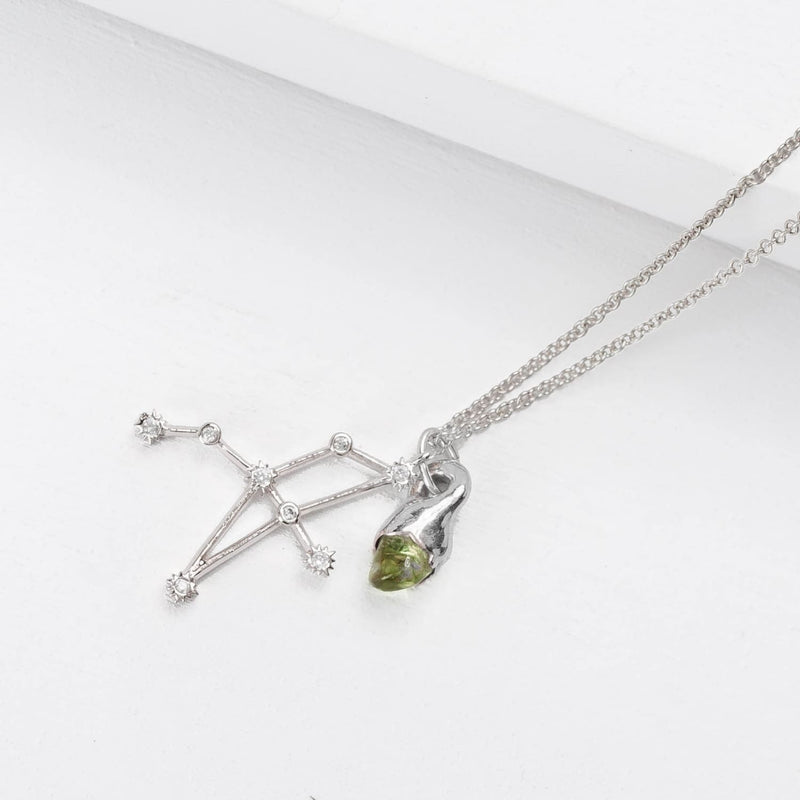 Raw Gemstone Zodiac Constellation Necklace Custom Birthstone