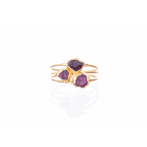 Raw Ruby Ring in Yellow Gold Gemstone Jewelry Rough Crystal