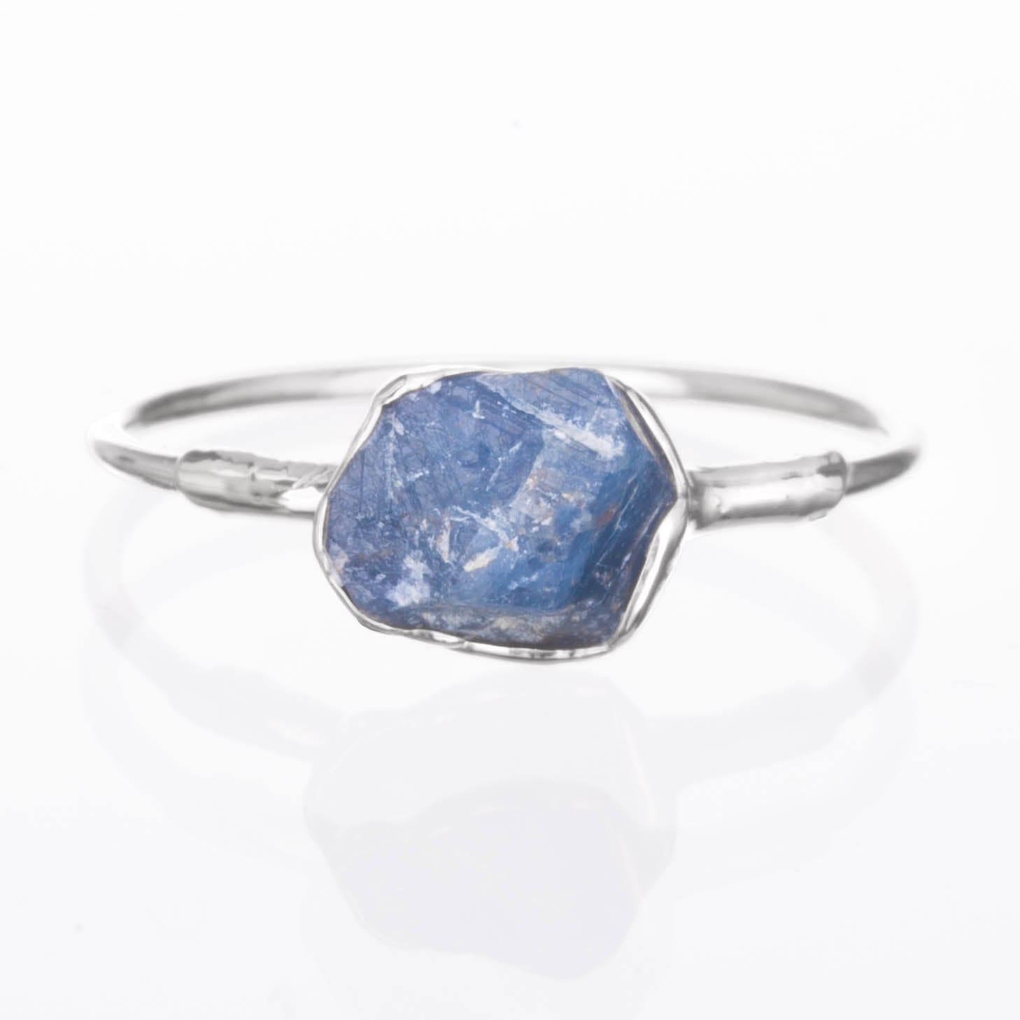 Raw Sapphire Ring in Sterling Silver Gemstone Jewelry Rough