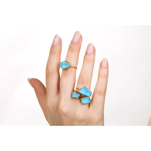 Raw Sky Blue Topaz Ring Gemstone Jewelry Rough Crystal Stone