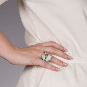 Raw Sky Blue Topaz Ring in Sterling Silver Gemstone Jewelry