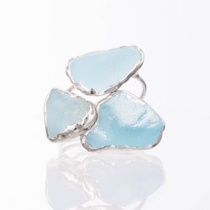 Raw Sky Blue Topaz Ring in Sterling Silver Gemstone Jewelry