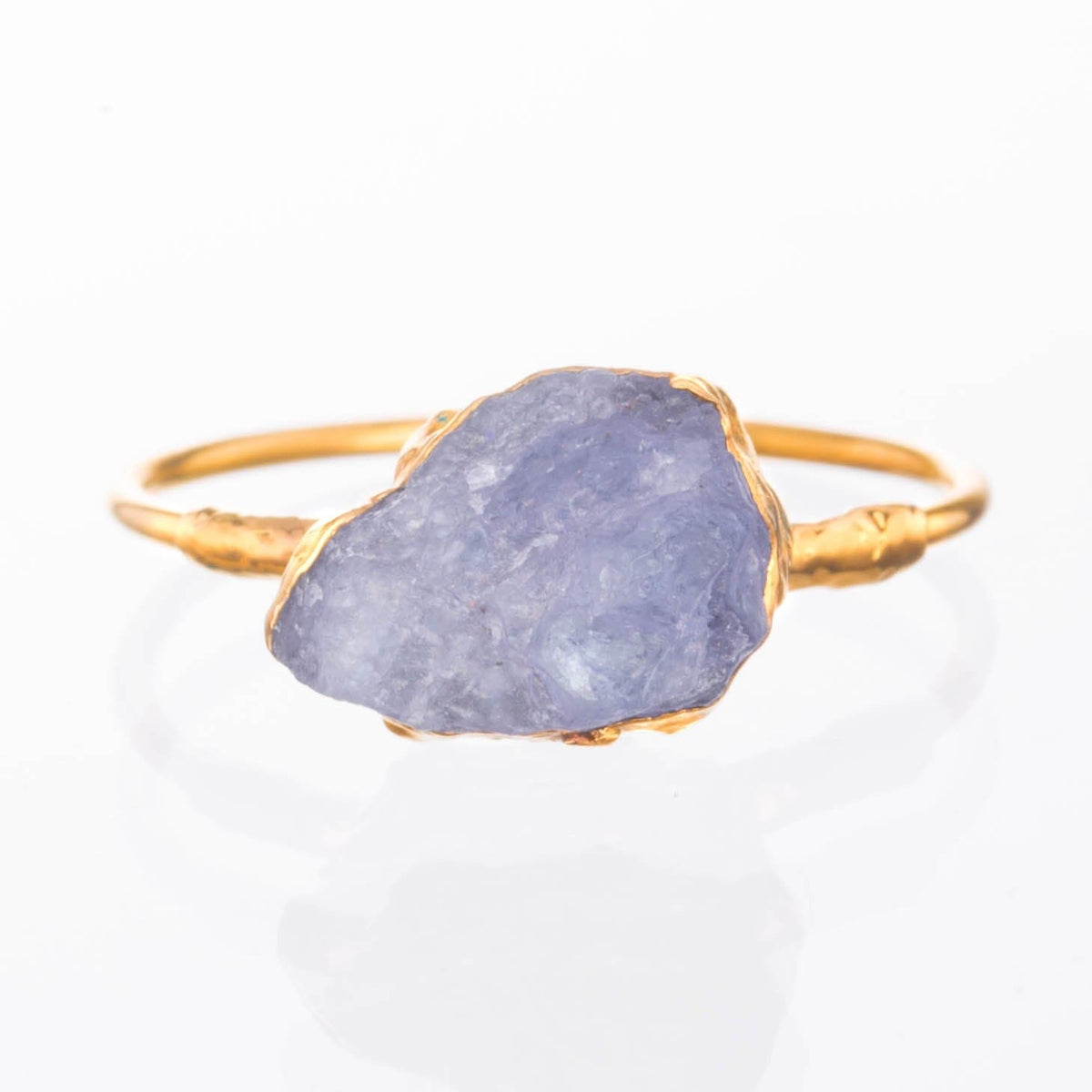 Raw Tanzanite Ring in Yellow Gold Silver and Rose Gemstone