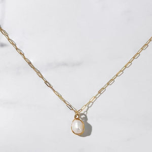 Single Pearl Necklace Dainty Baroque Drop Raw Gemstone