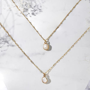 Single Pearl Necklace Dainty Baroque Drop Raw Gemstone