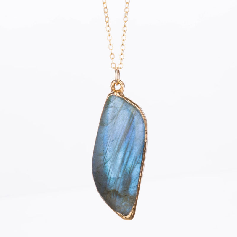 Statement Raw Labradorite Necklace Pendant, Gemstone Jewelry