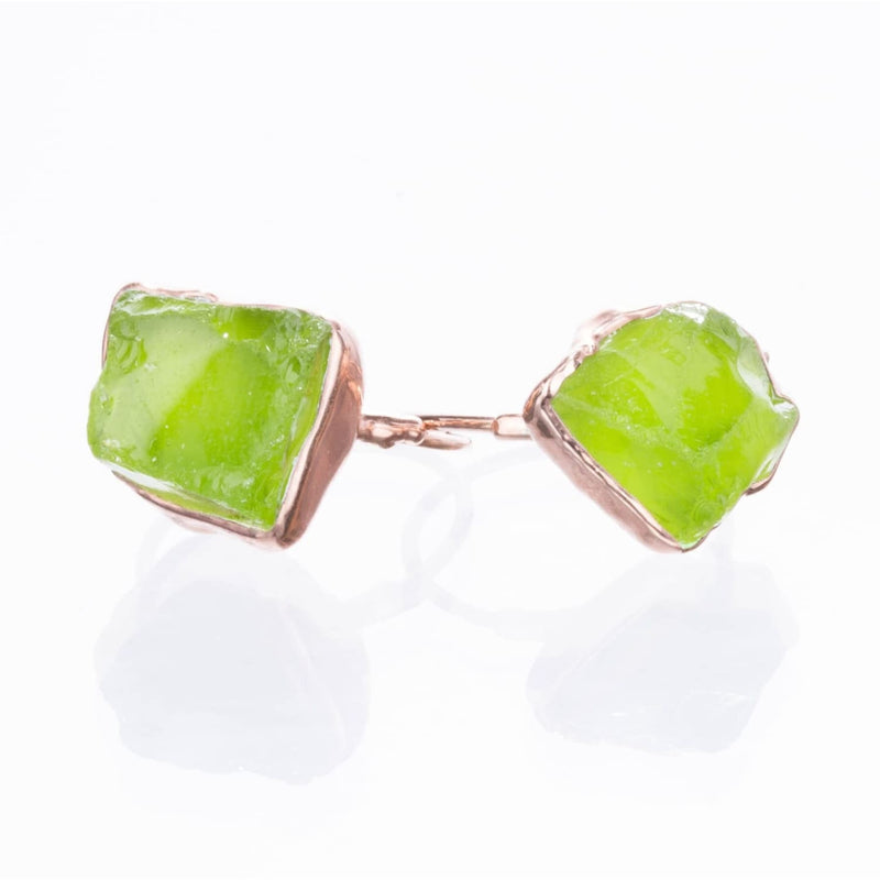 Statement Raw Peridot Ring Yellow Gold August Birthstone