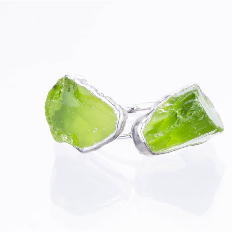 Statement Raw Peridot Ring Yellow Gold August Birthstone