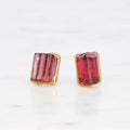 STATEMENT Raw Pink Tourmaline Earrings, Chunky Pink Stone