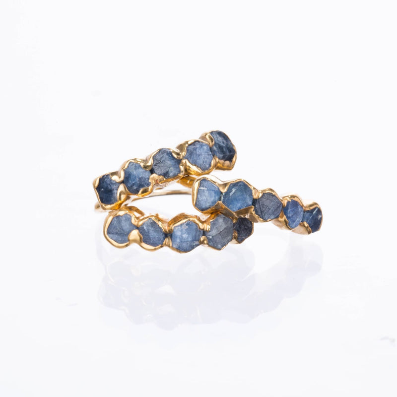 Sterling Silver Eternity Sapphire Ring Raw Ring, Gemstone