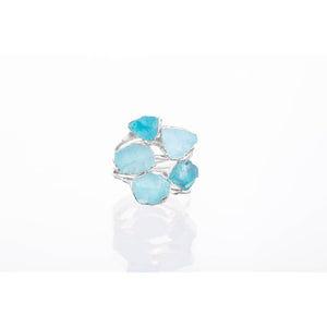 Sterling Silver Raw Blue Apatite Ring Petite Crystal