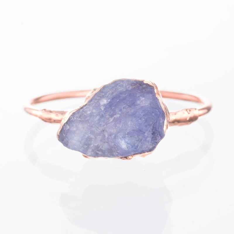 Tanzanite Stacking Ring Rose Gold Raw Rough Gemstone Jewelry