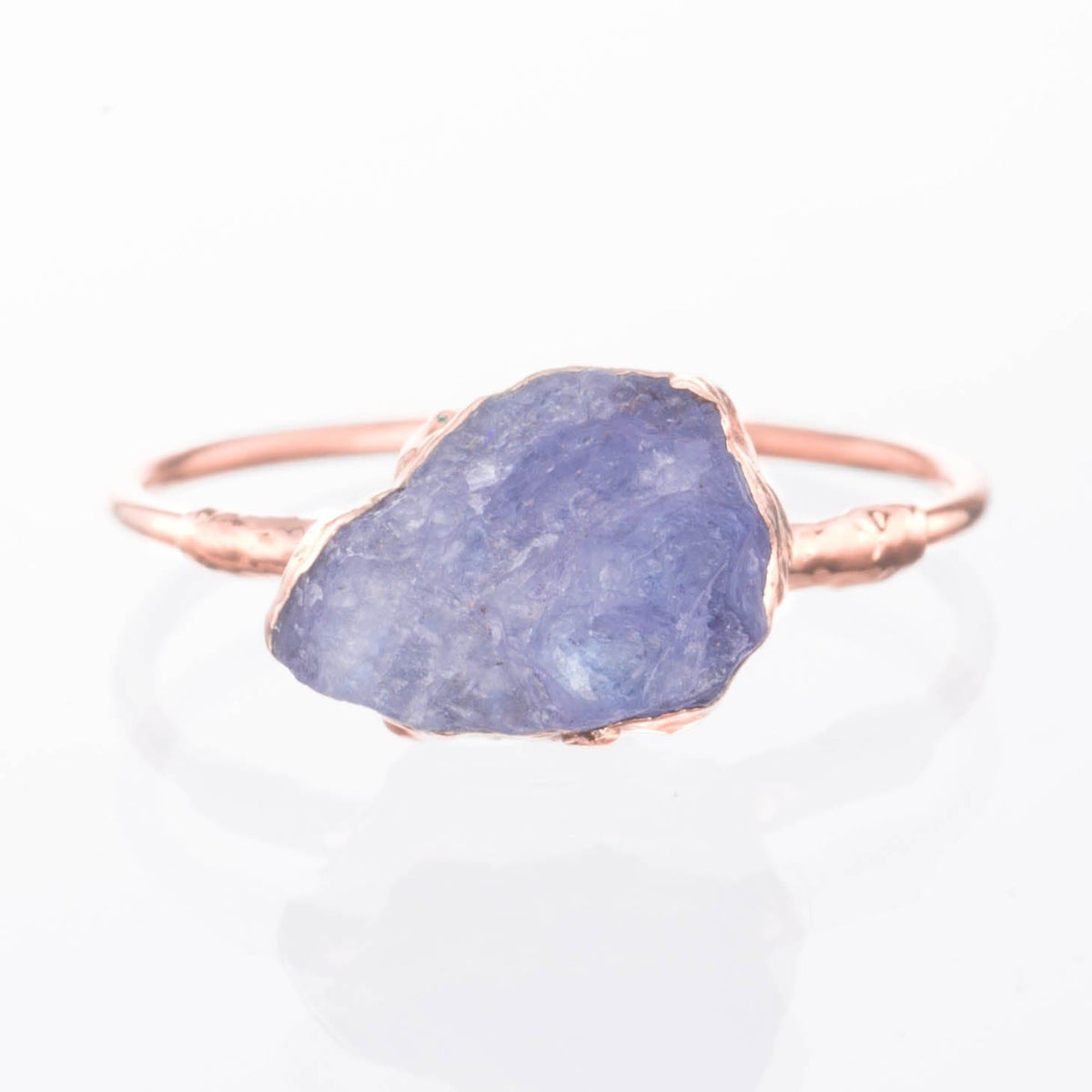 Tanzanite Stacking Ring Rose Gold Raw Rough Gemstone Jewelry