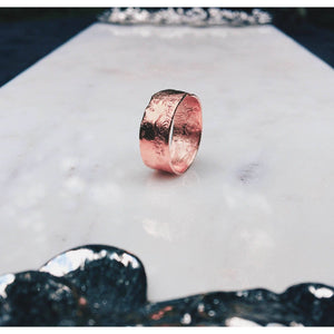 Textured Cigar Band 7mm in Rose Gold Raw Gemstone Jewelry