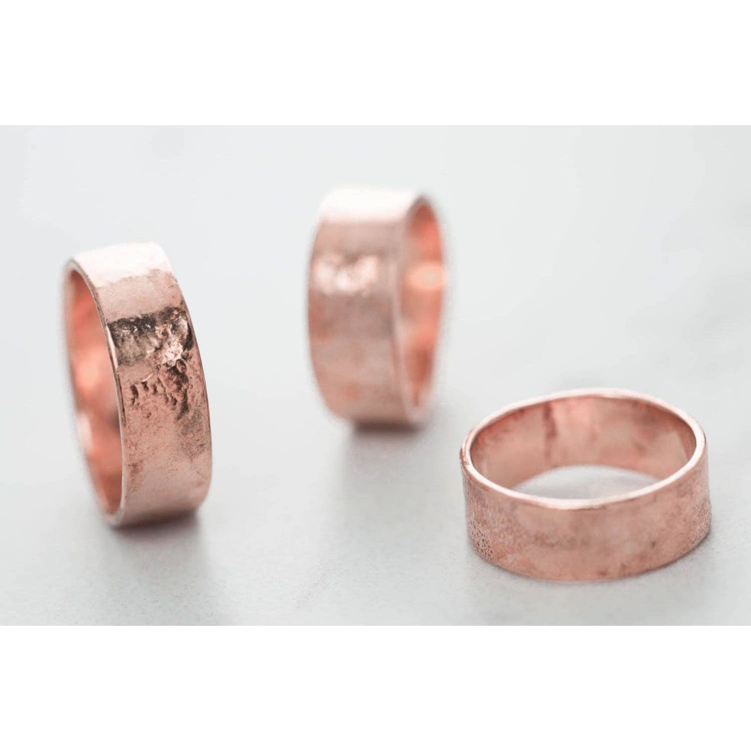 Textured Cigar Band 7mm in Rose Gold Raw Gemstone Jewelry
