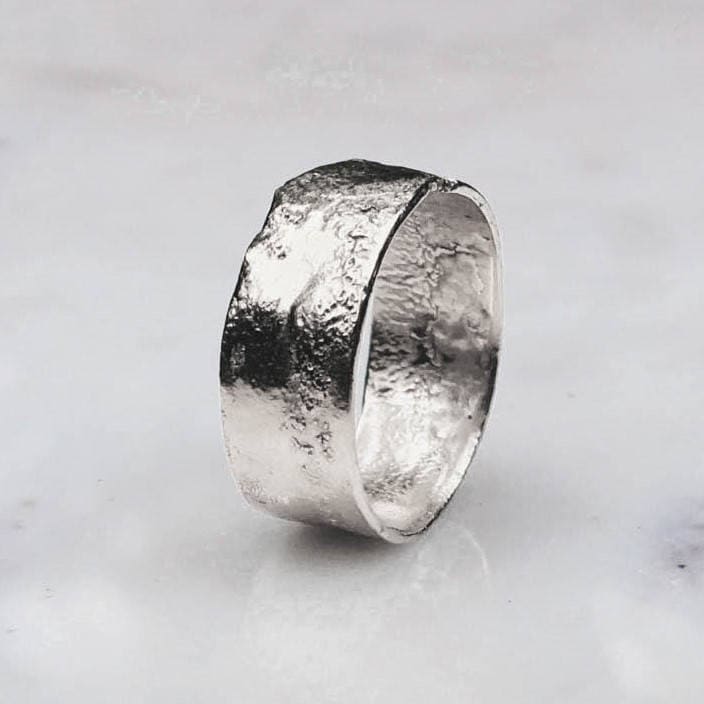 Textured Sterling Silver Band 7mm Raw Gemstone Jewelry Rough