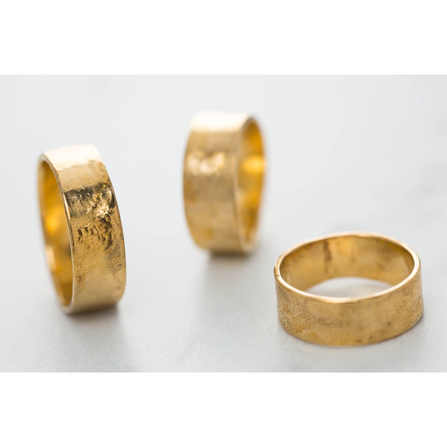 Textured Yellow Gold Band 7mm Raw Gemstone Jewelry Rough