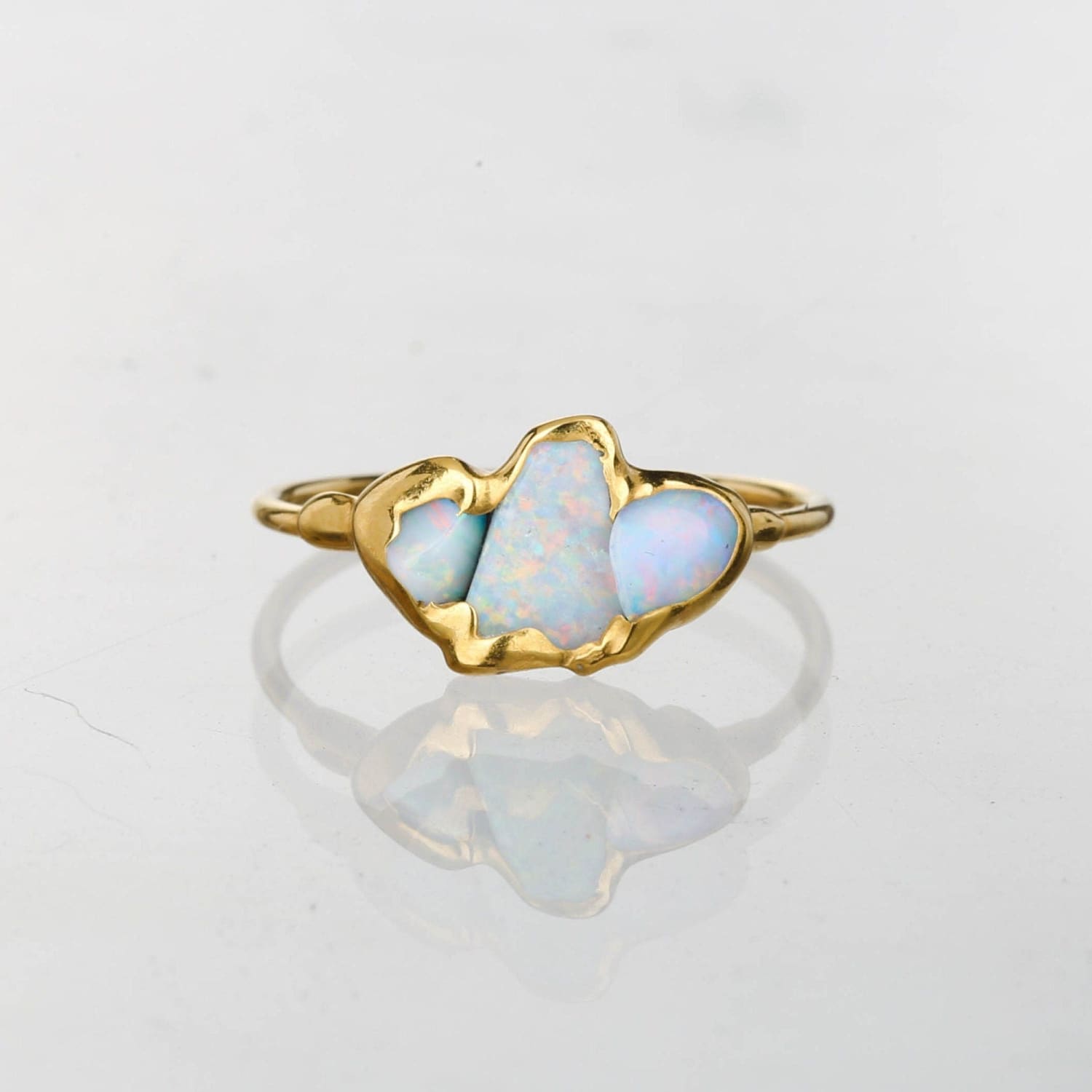 Large Opal Ring, Natural Opal Ring, Leaf Ring, Australian Opal, Octobe –  Adina Stone Jewelry
