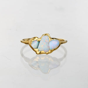 Three Stone Raw Australian Opal Ring Gemstone Jewelry Rough