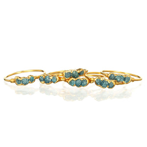Three Stone Raw Blue Diamond Ring Gemstone Jewelry Rough