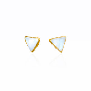 Triangle Moonstone Earrings Gold Raw Gemstone Jewelry Rough