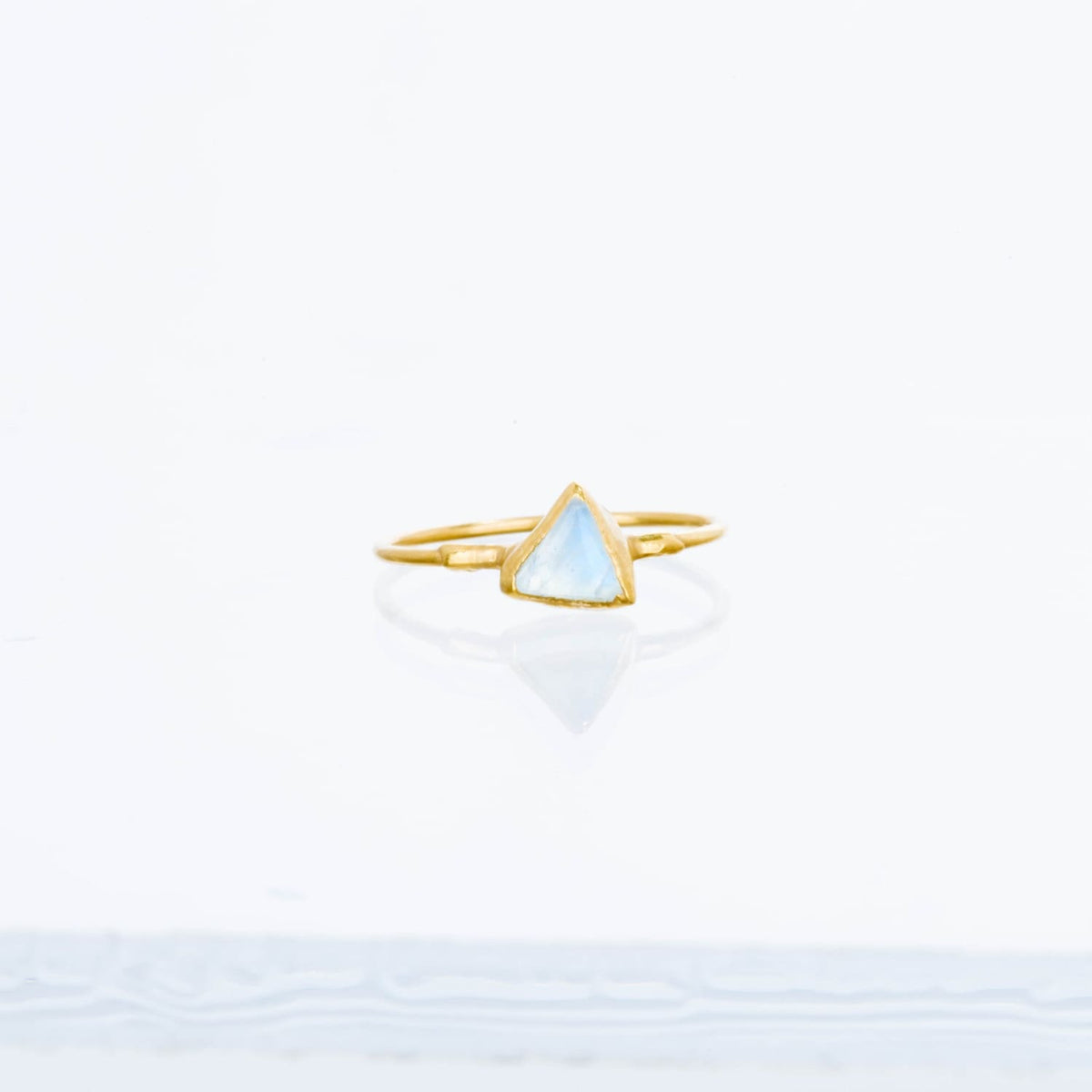 Triangle Moonstone Ring Gold Celestial Jewelry, Raw Gemstone