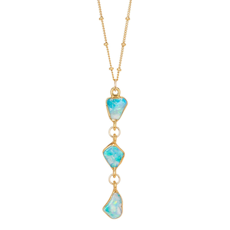 Triple Gold Raw Opal Necklace PENDANT Gemstone Jewelry Rough