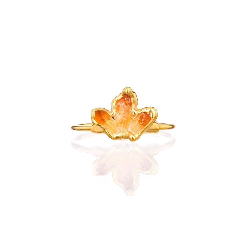 Triple Raw Citrine Fan Ring Gold Ring, Gemstone Jewelry