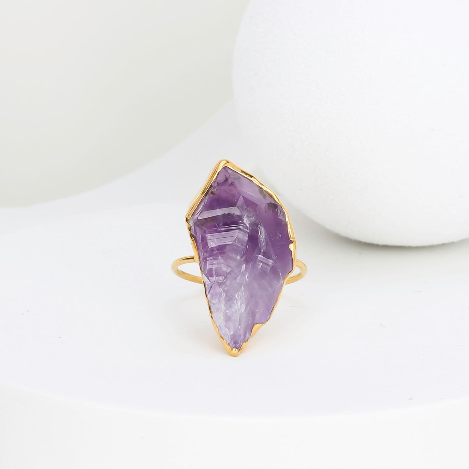 Amethyst Crystal Ring Copper Electroformed in Rose Gold with Moonstone –  The Gem and I