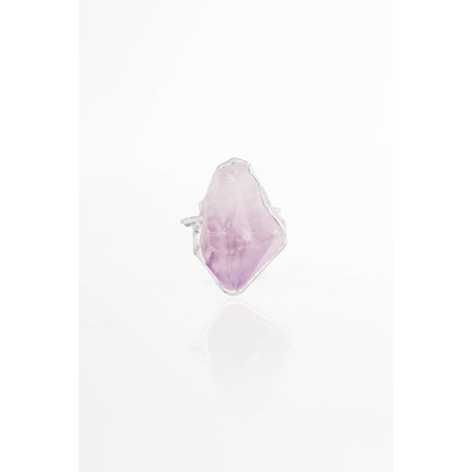 Vertical Silver Raw Amethyst Ring Sterling SIlver Ring,